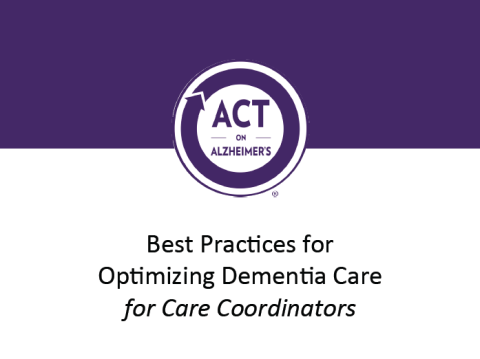 Best practices for optimizing dementia care handout cover